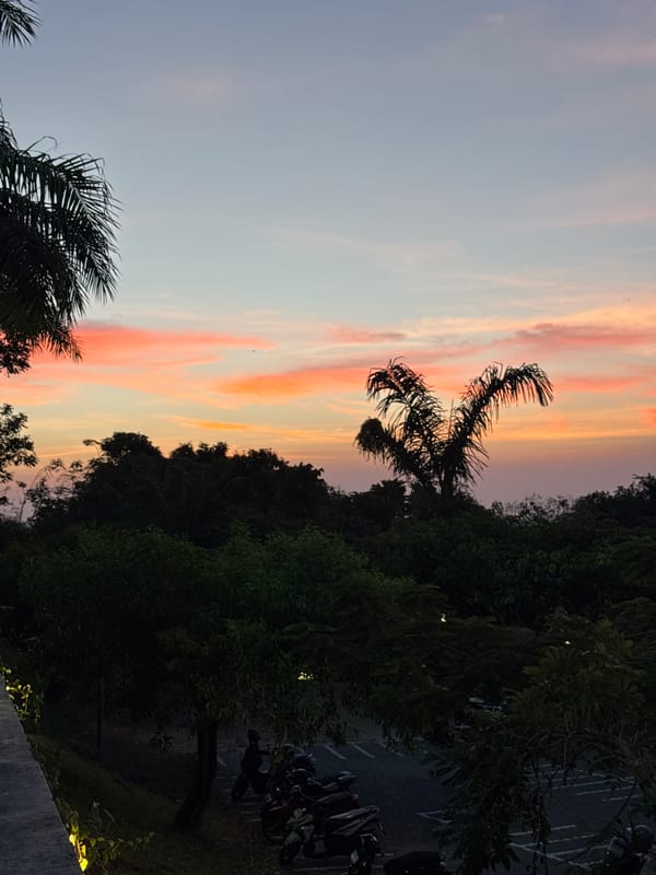 Dusk settles over Garuda Wisnu Kencana Cultural Park in Bali
