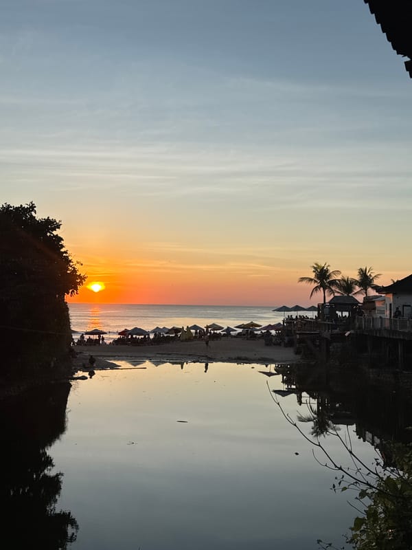 Sunset observed over ocean in Kuta Selatan, Indonesia