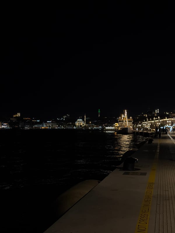 Nighttime scenes documented across illuminated Beyoğlu landmarks and waterfront