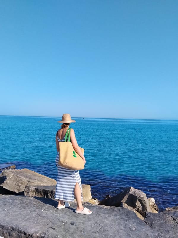 Quiet morning on the Adriatic rocks in Bari