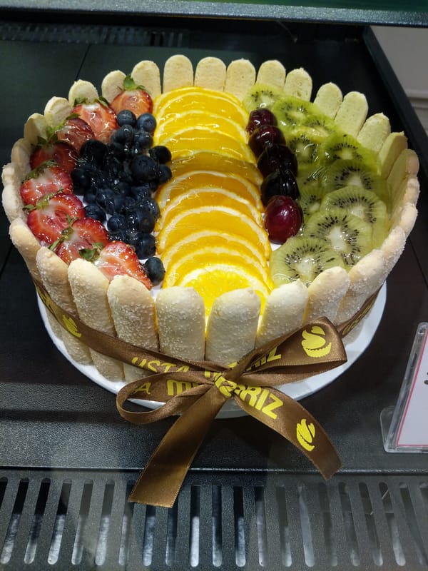 Cakes and coffee at a Baku bakery display