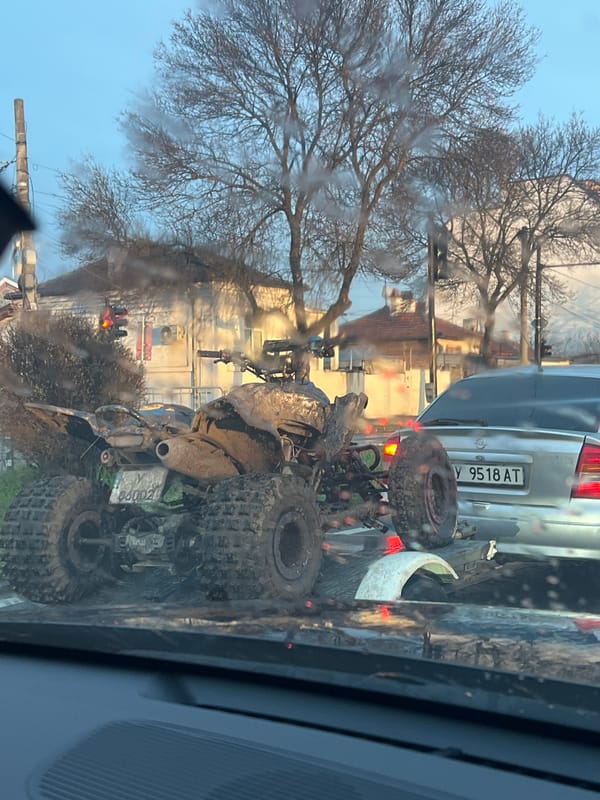 ATV-Mercedes collision documented in rainy Yambol, Bulgaria