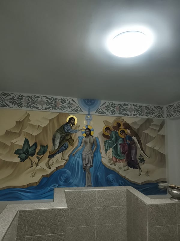 Early morning documentation of Orthodox baptistery in Ko Samui