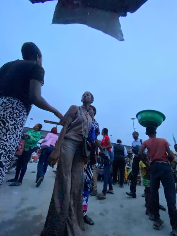 Street vendors conduct business in Lekki, Nigeria