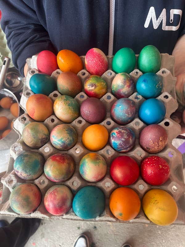Easter egg collection displayed in Bulgarian village