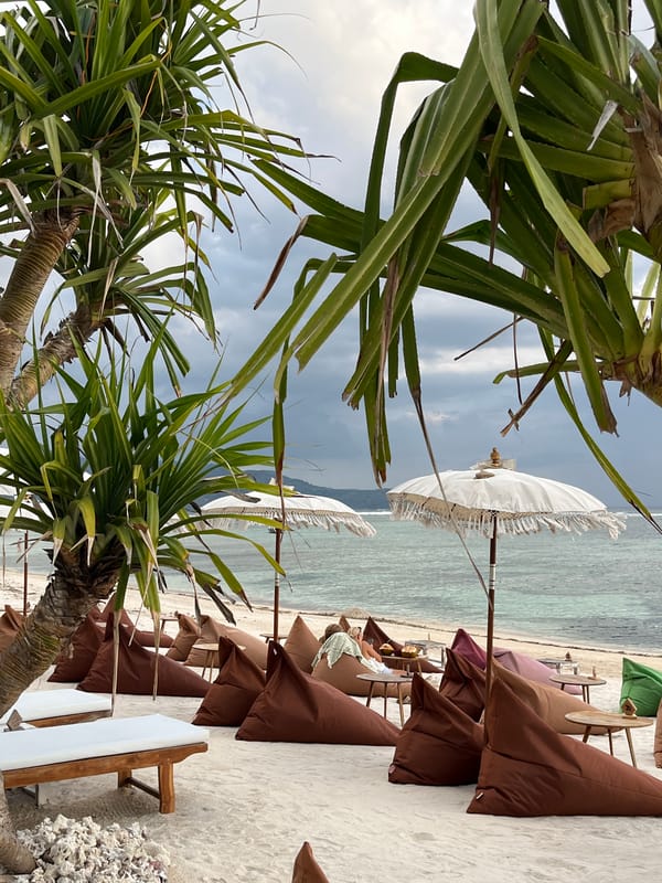Tourist captures casual beach resort moments on Gili Air