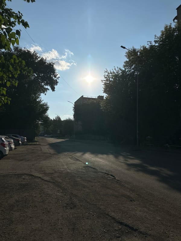 Bright midday street scene in Kokshetau, Kazakhstan
