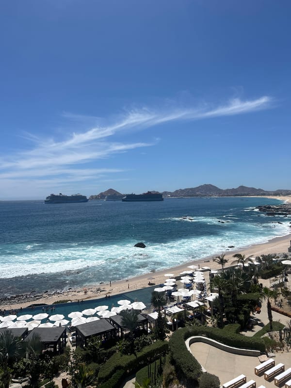 Cruise ship spotted near Cabo San Lucas beach