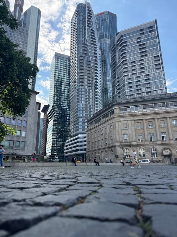 Street-level tour through Frankfurt's financial district