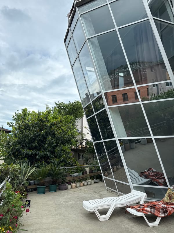 Backyard barbecue and gardening captured in Sochi residence