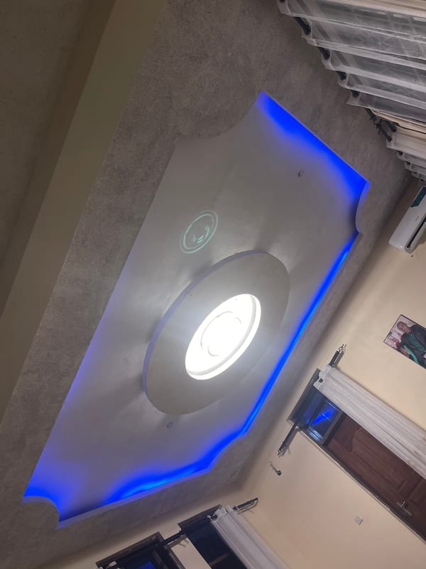 Decorative LED ceiling lighting captured in Dar es Salaam