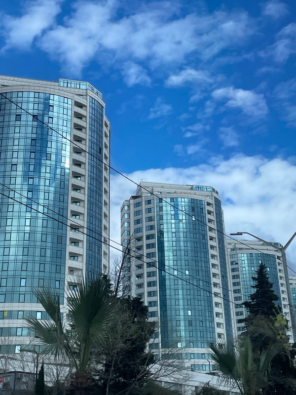 Modern high-rise buildings photographed in Sochi, Russia