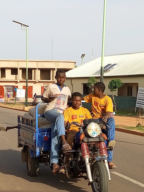 Morning street activity across two Nigerian towns