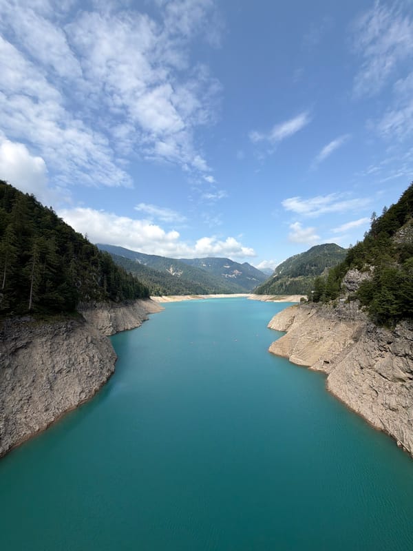Lago di Sauris reservoir and its alpine surroundings, Italian Alps