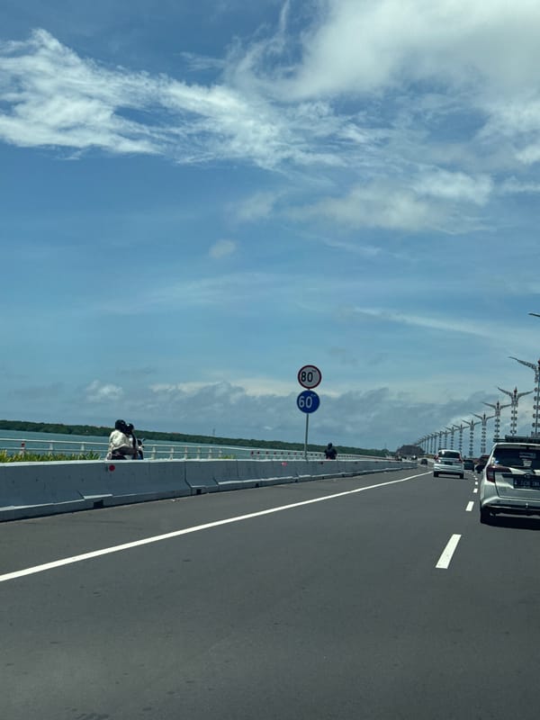 Morning traffic flows on Bali Mandara Toll Road