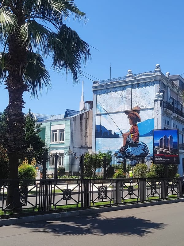 Batumi port and Piazza square on a quiet sunny morning