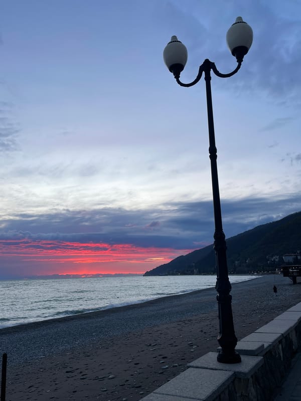 Sunset documented over Gagra, Abkhazia coastline