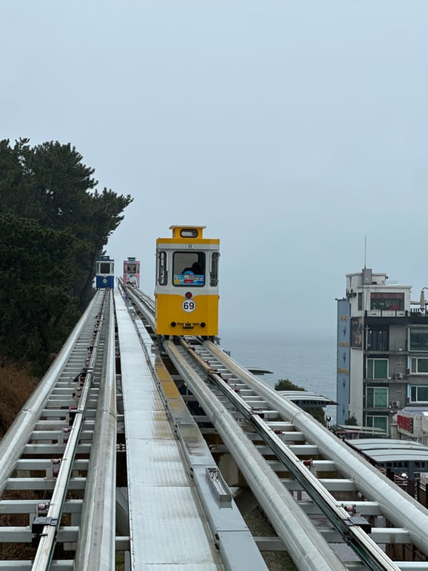 Morning transit and landmark sightings documented across Busan