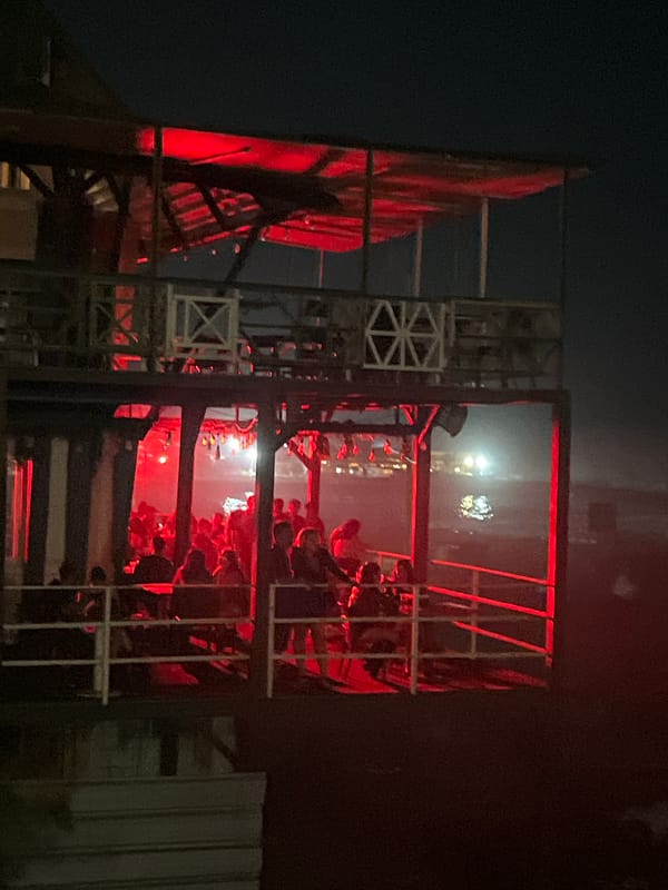 Construction site illuminated with red lights observed in Arica