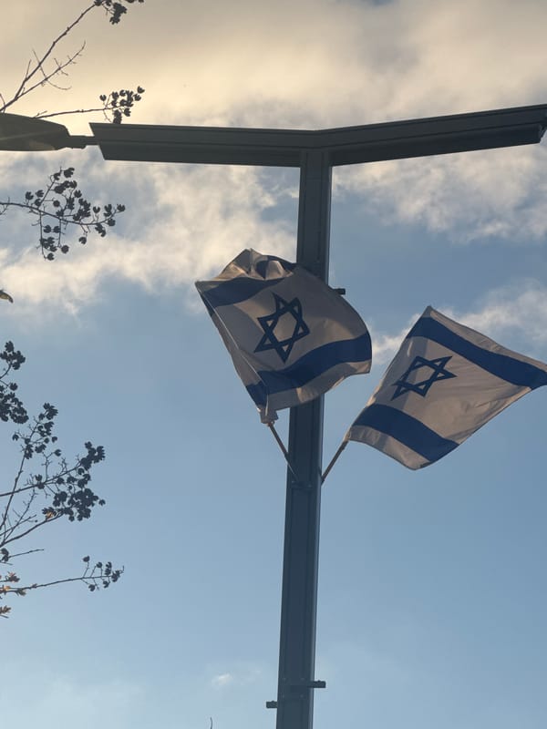 Israeli flags observed on pole in Tel-Aviv