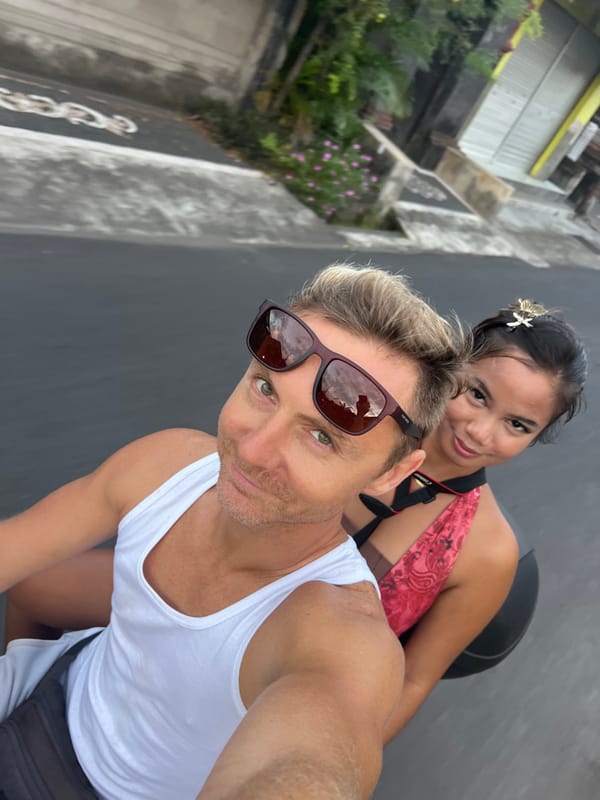 Couple photographed together in Sukawati, Indonesia