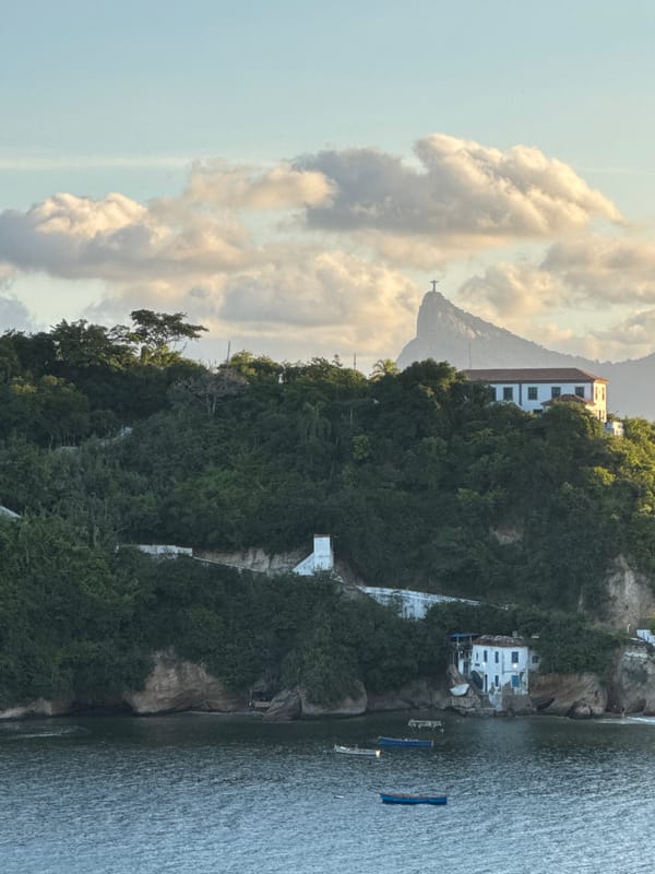 Sailboat on Guanabara Bay with Christ the Redeemer in the distance
