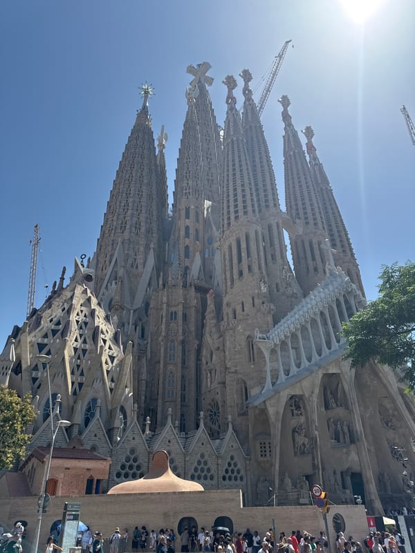 Sagrada Família on a sunny morning, still under construction