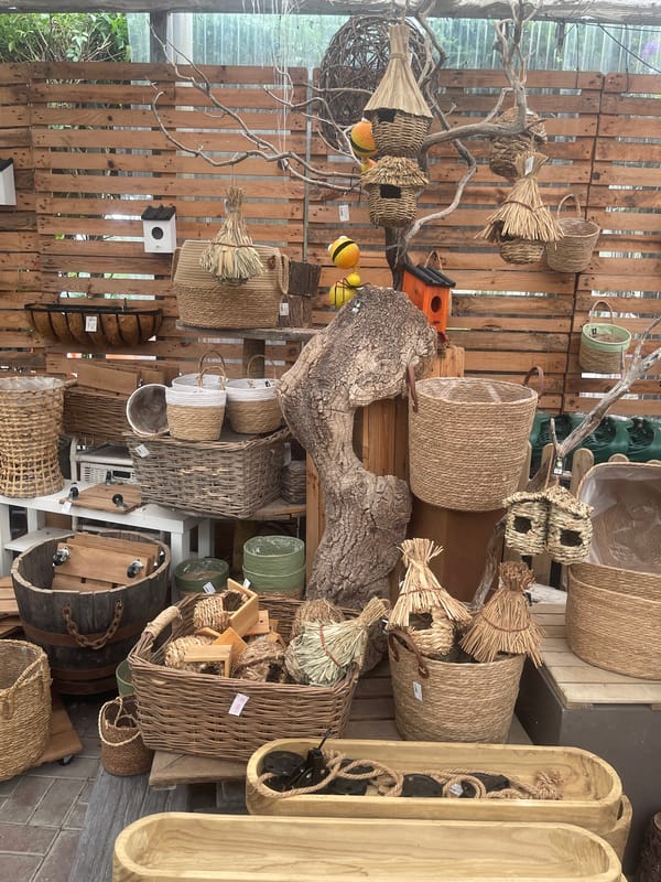 Browsing a garden and home decor shop in Colares, Portugal