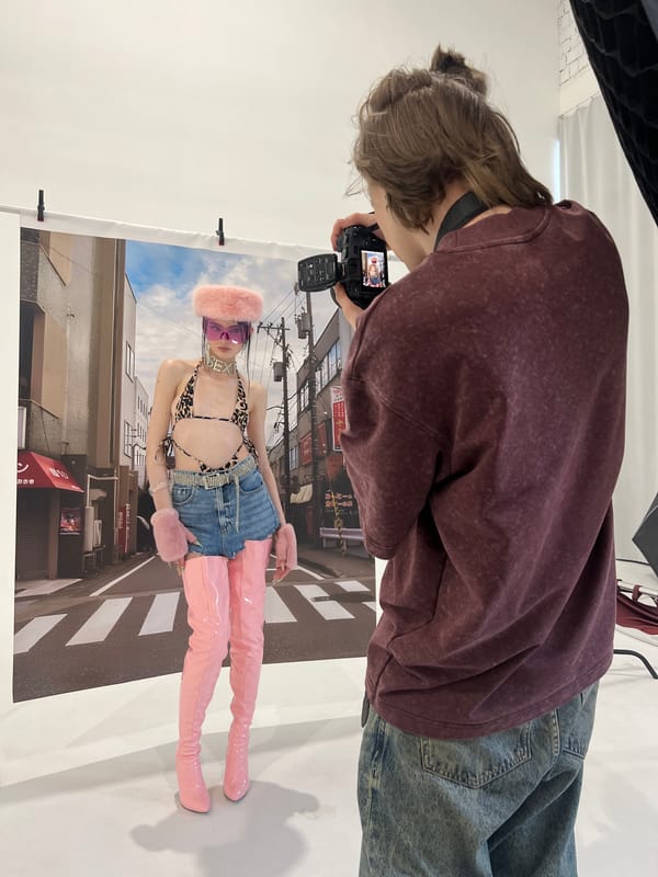 Fashion photoshoot documented in Khimki studio and outdoors