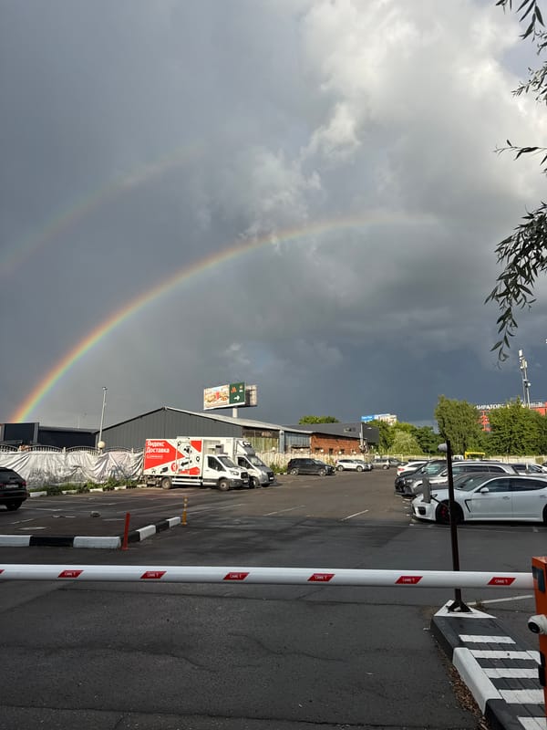 Indoor swim session and a double rainbow outside.