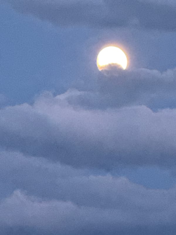 Celestial object observed through clouds in Kokshetau, Kazakhstan
