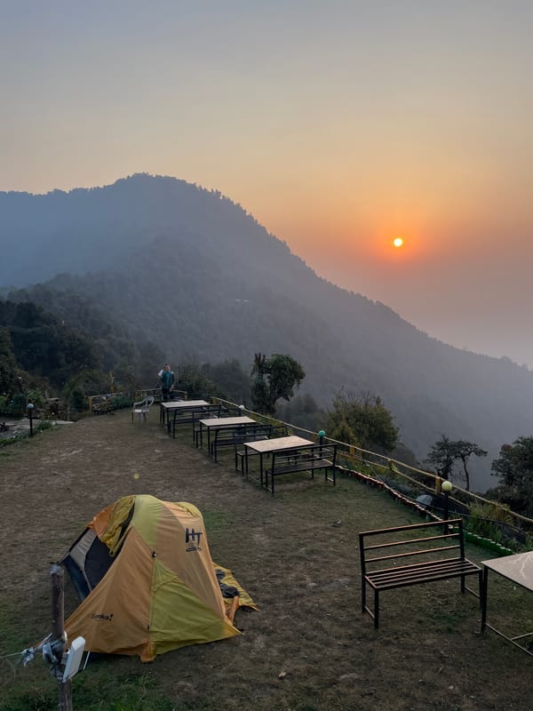 Partial solar eclipse observed over Himalayas from Nepal campsite