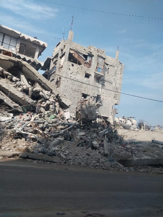 Gaza City shows widespread building damage, clear skies