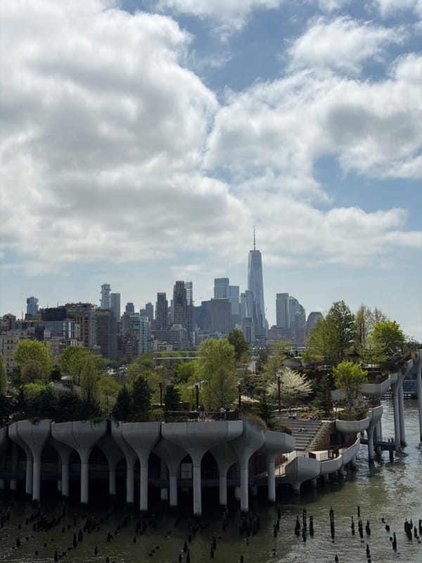NYC waterfront park scene documented from water's edge