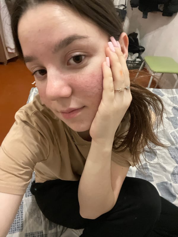 Personal moments and skincare routine captured in Russian home