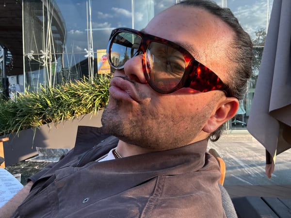 Man photographed dining at outdoor cafe in Puebla, Mexico