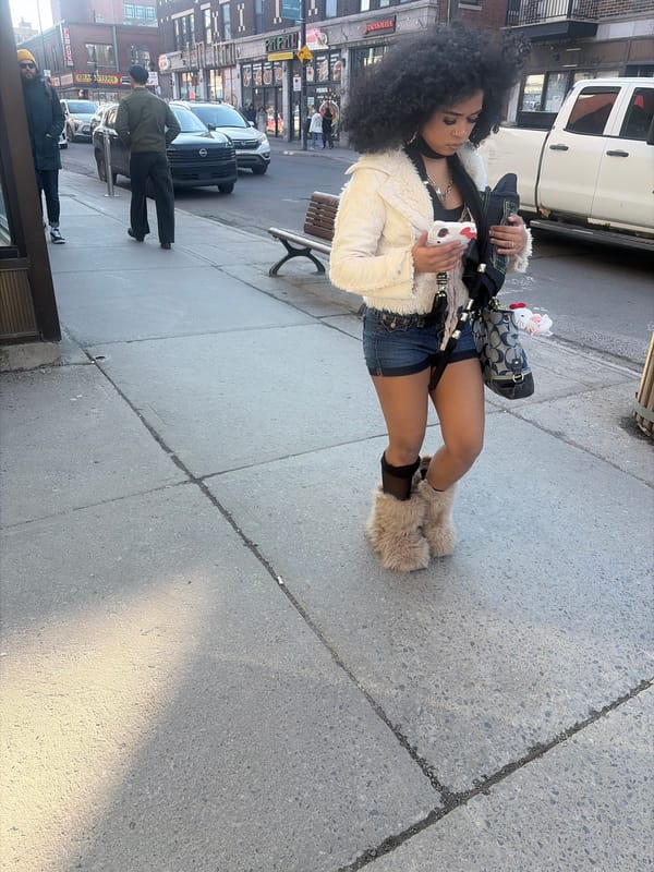 Woman with Hello Kitty phone spotted on Montreal sidewalk