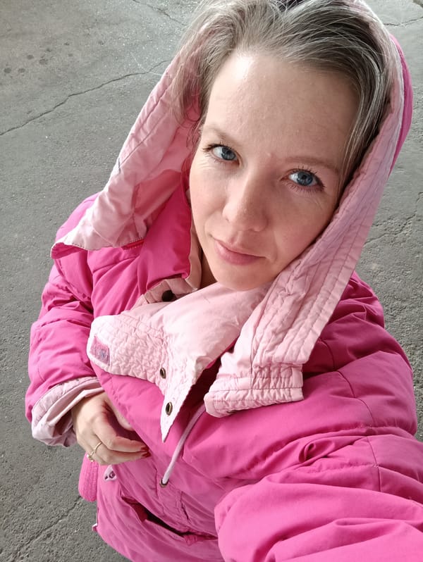 Woman takes fashion selfies in Chaikovsky, Russia