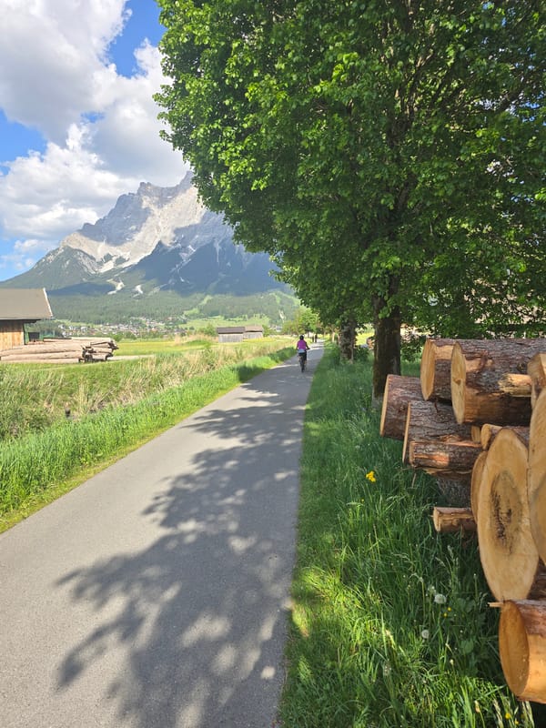 Cyclist and parked Audis spotted in Alpine Lermoos