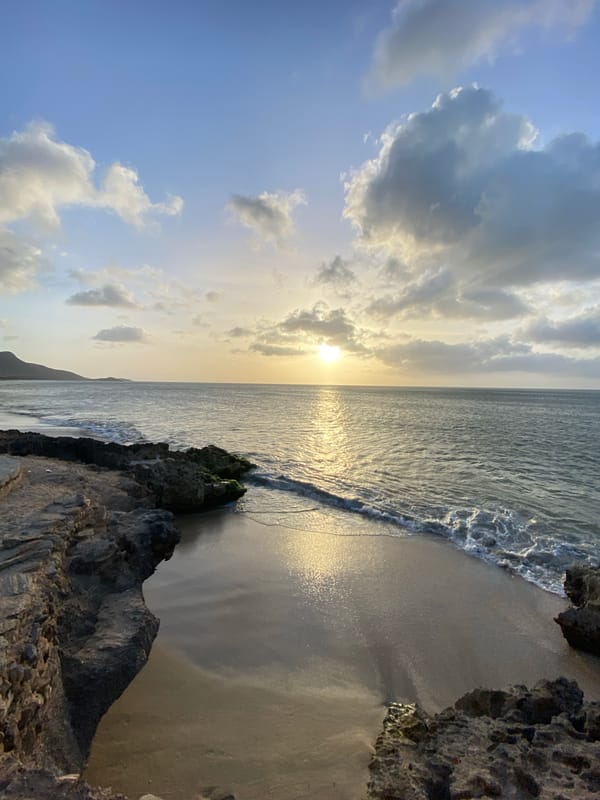 Sunset observed at Juan Griego beach, Venezuela