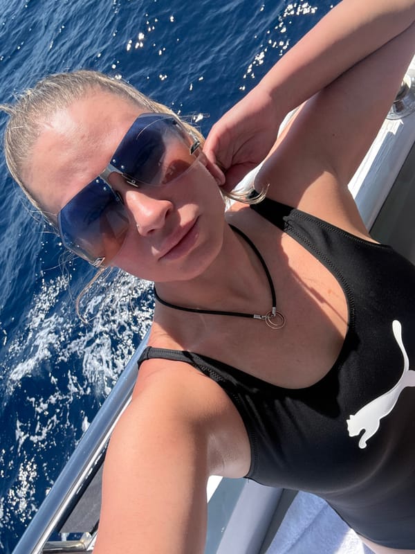 Woman enjoys boat trip on Red Sea near Sharm El Sheikh