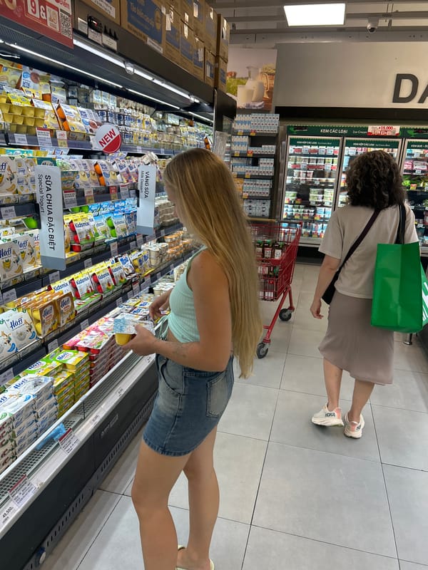 Snack shopping at a Nha Trang supermarket, mid-afternoon
