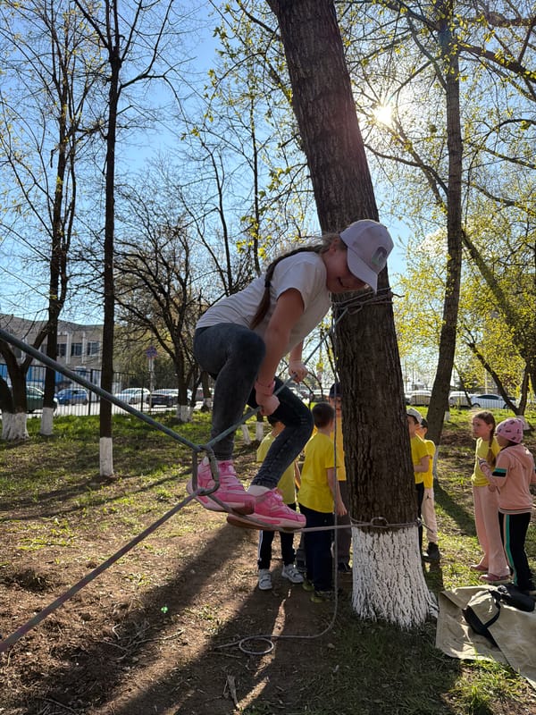 Children navigate rope courses in Izhevsk park