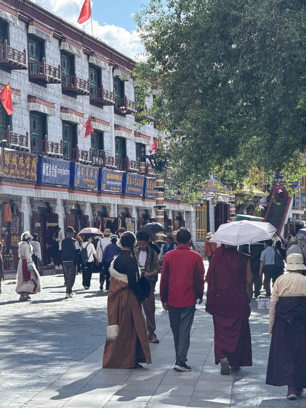 Busy Tibetan street scene documented in Chengguan District, China
