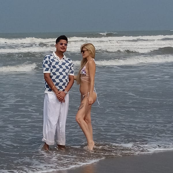 Film crew shoots beach scenes in Mandrem, India