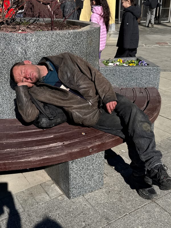 Casual urban moments captured around European city square