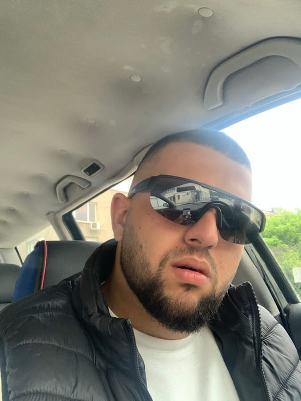 Young man photographed resting in vehicle in Gabrovo, Bulgaria