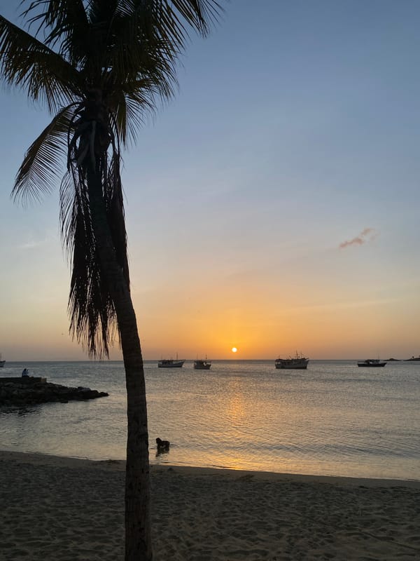 Sunset fishing harbor scene documented in Juan Griego, Venezuela