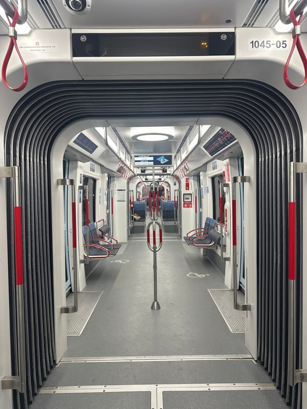 Modern train car interior documented in Tel Aviv