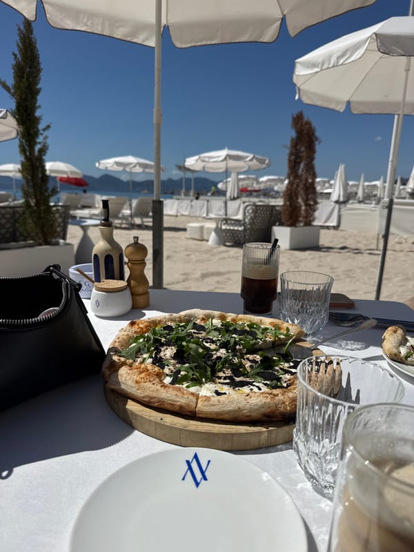 Beachside dining scene captured in sunny Cannes